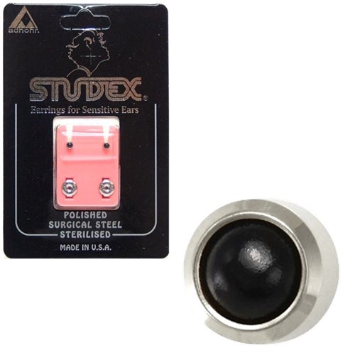 Pearl Studs - Bezel Set S/S - Mini Black Onyx